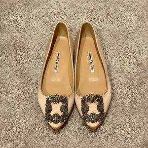 Manolo Blahnik Hangisi satin flat 37.5/37/6.5/7
